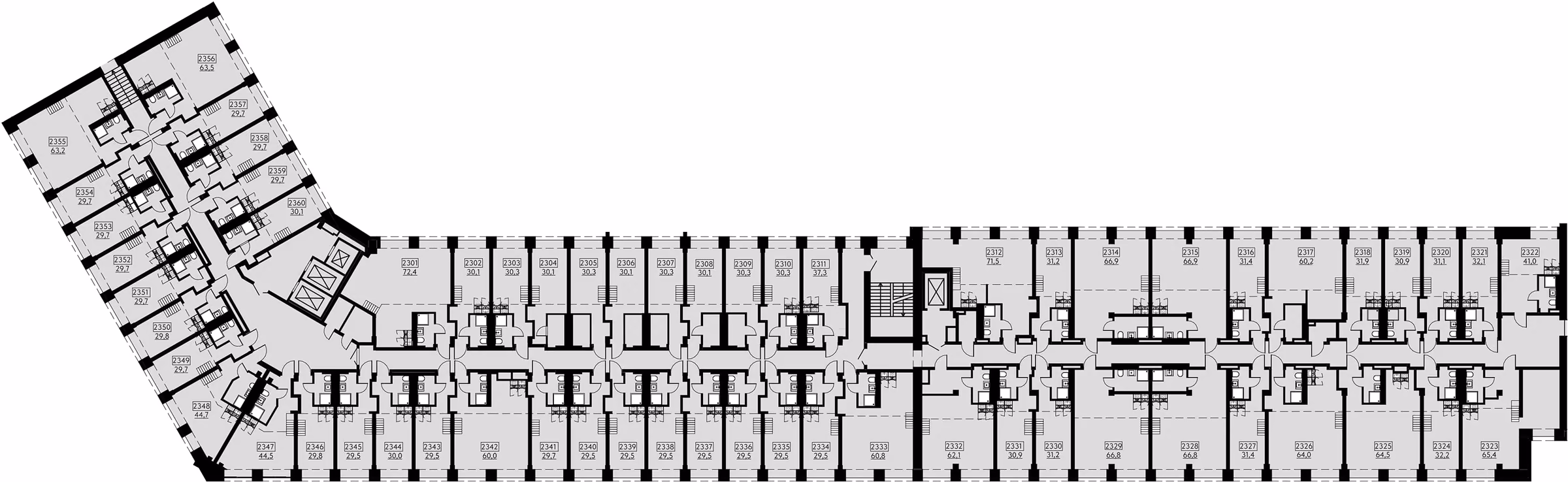 Планировка офисного блока — 1832,6 м²